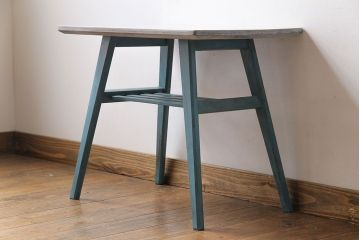 ペイント家具　レトロなカラーが可愛らしいセンターテーブル(サイドテーブル、コーヒーテーブル、花台)