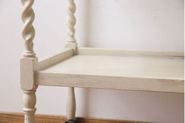 ヴィンテージ家具　イギリスビンテージ　ツイストデザインが上品なペイントトロリー(キャスターワゴン、サイドワゴン、サイドテーブル)