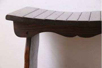 アンティーク家具　イギリスアンティーク　オーク材　曲線のデザインが素敵なスツール(椅子、チェア)