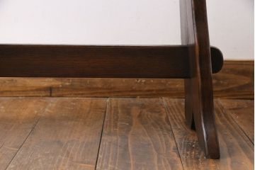 アンティーク家具　イギリスアンティーク　オーク材　曲線のデザインが素敵なスツール(椅子、チェア)