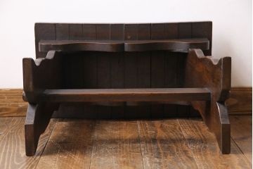 アンティーク家具　イギリスアンティーク　オーク材　曲線のデザインが素敵なスツール(椅子、チェア)