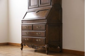 中古　DREXEL HERITAGE(ドレクセルヘリテイジ)　Old World(オールドワールド)　セクレタリー(ライティングビューロー、ワークデスク、在宅ワーク、在宅用、収納棚)(定価約226万円)(R-029290)