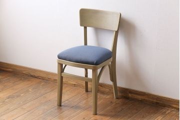 ヴィンテージ家具　イギリスビンテージ　レトロなベージュペイントのダイニングチェア(ワークチェア、イス)(1)