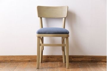 ヴィンテージ家具　イギリスビンテージ　レトロなベージュペイントのダイニングチェア(ワークチェア、イス)(1)