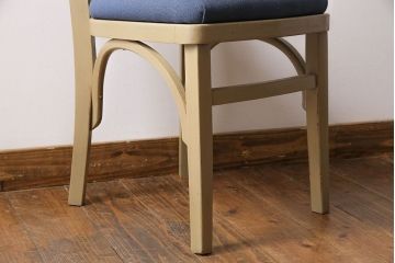 ヴィンテージ家具　イギリスビンテージ　レトロなベージュペイントのダイニングチェア(ワークチェア、イス)(1)
