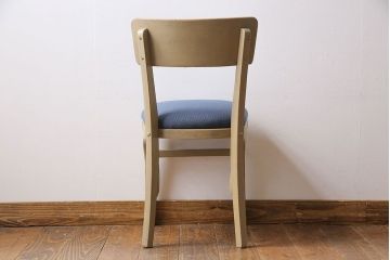 ヴィンテージ家具　イギリスビンテージ　レトロなベージュペイントのダイニングチェア(ワークチェア、イス)(1)