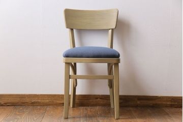 ヴィンテージ家具　イギリスビンテージ　レトロなベージュペイントのダイニングチェア(ワークチェア、イス)(2)