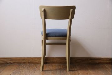 ヴィンテージ家具　イギリスビンテージ　レトロなベージュペイントのダイニングチェア(ワークチェア、イス)(2)