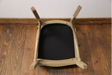 ヴィンテージ家具　イギリスビンテージ　レトロなベージュペイントのダイニングチェア(ワークチェア、イス)(2)