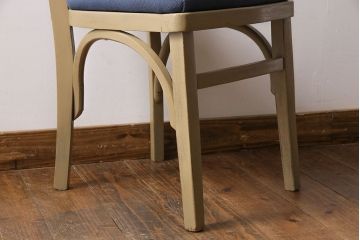 ヴィンテージ家具　イギリスビンテージ　レトロなベージュペイントのダイニングチェア(ワークチェア、イス)(2)