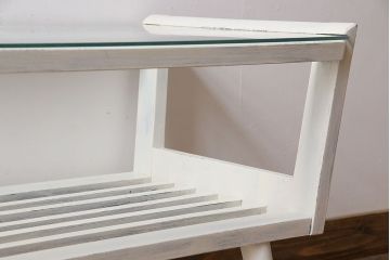 ペイント家具　レトロな雰囲気漂うセンターテーブル(サイドテーブル、コーヒーテーブル、リビングテーブル)(R-029298)