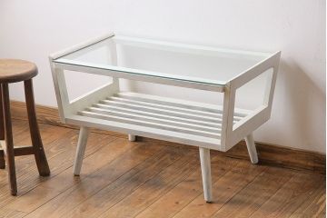 ペイント家具　レトロな雰囲気漂うセンターテーブル(サイドテーブル、コーヒーテーブル、リビングテーブル)(R-029298)