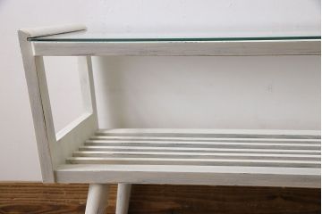 ペイント家具　レトロな雰囲気漂うセンターテーブル(サイドテーブル、コーヒーテーブル、リビングテーブル)(R-029298)