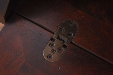 中古　北海道民芸家具　収納に便利な本棚のついたライティングビューロー(ビューローブックケース、簿記机)(1)