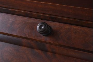 中古　北海道民芸家具　収納に便利な本棚のついたライティングビューロー(ビューローブックケース、簿記机)(1)