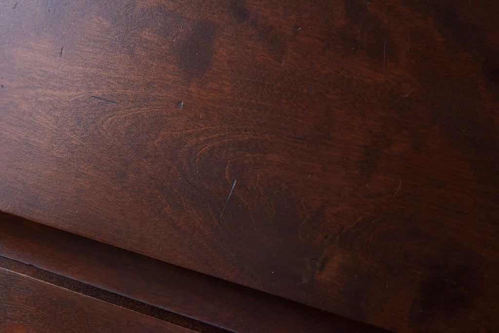 中古　北海道民芸家具　収納に便利な本棚のついたライティングビューロー(ビューローブックケース、簿記机)(1)