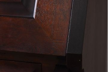 中古　北海道民芸家具　収納に便利な本棚のついたライティングビューロー(ビューローブックケース、簿記机)(1)