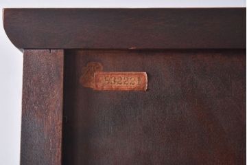 中古　北海道民芸家具　収納に便利な本棚のついたライティングビューロー(ビューローブックケース、簿記机)(1)