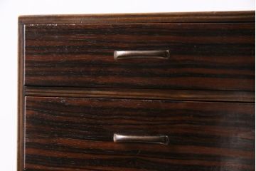 アンティーク家具　昭和初期　黒檀　味わい深い模様張りの小引き出し(引き出し)