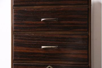 アンティーク家具　昭和初期　黒檀　味わい深い模様張りの小引き出し(引き出し)