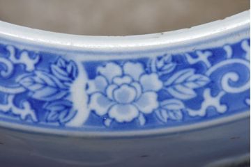 アンティーク雑貨　和製アンティーク　鶴松の図　情緒あふれる瀬戸火鉢(鉢カバー)