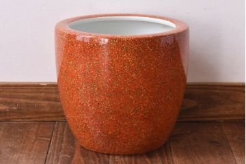 アンティーク雑貨　ノリタケ・則武(日陶)　オールドノリタケ　砂地橙色火鉢(鉢カバー)