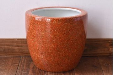 アンティーク雑貨　ノリタケ・則武(日陶)　オールドノリタケ　砂地橙色火鉢(鉢カバー)