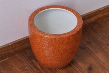 アンティーク雑貨　ノリタケ・則武(日陶)　オールドノリタケ　砂地橙色火鉢(鉢カバー)