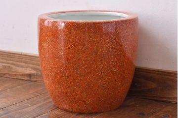 アンティーク雑貨　ノリタケ・則武(日陶)　オールドノリタケ　砂地橙色火鉢(鉢カバー)
