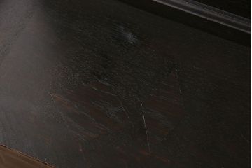 レトロ家具　和製アンティーク　ナラ材　当時物色ガラス入り!レトロモダンな大型食器棚(キャビネット、カップボード、収納棚)
