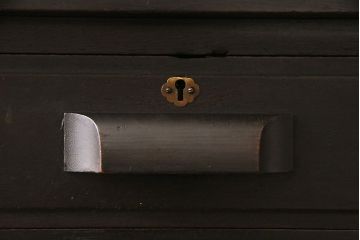 レトロ家具　和製アンティーク　ナラ材　当時物色ガラス入り!レトロモダンな大型食器棚(キャビネット、カップボード、収納棚)