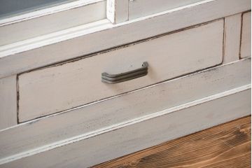 アンティーク家具　アンティークペイント　シンプルな引き戸収納棚(食器棚、飾り棚、陳列棚)