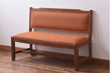 ビンテージ家具　昭和レトロ　ナラ材　木のぬくもりを感じるヴィンテージソファベンチ(長椅子)