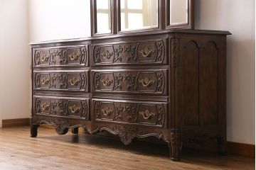 中古　美品　DREXEL HERITAGE(ドレクセルヘリテイジ)　old continent(オールドコンチネント)　ドレッシングチェスト(ドレッサー、三面鏡、ミラー、サイドチェスト)(定価約140万円)(R-029348)