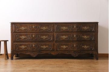 中古　美品　DREXEL HERITAGE(ドレクセルヘリテイジ)　old continent(オールドコンチネント)　ドレッシングチェスト(ドレッサー、三面鏡、ミラー、サイドチェスト)(定価約140万円)(R-029348)