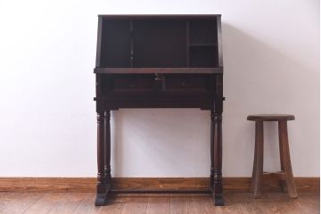 中古　北海道民芸家具　特注品!　激レア　スリムな脚のライティングビューロー(簿記机)(定価約29万円)