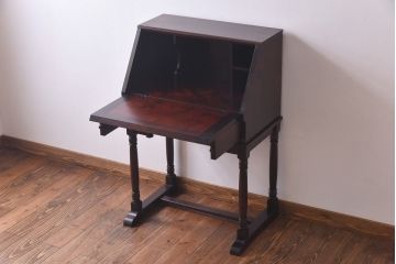中古　北海道民芸家具　特注品!　激レア　スリムな脚のライティングビューロー(簿記机)(定価約29万円)