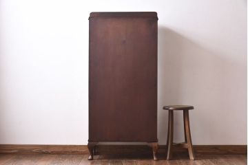 アンティーク家具　イギリスアンティーク　ウォールナット材　シンプルな中に上品さが漂うガラスケース(ショーケース、飾り棚、陳列棚)