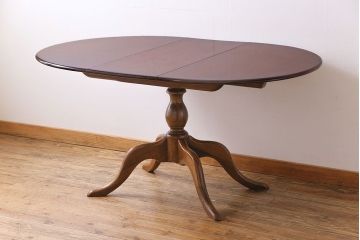 ヴィンテージ家具　イギリスビンテージ　ERCOL(アーコール)　ニレ材　オーバル型エクステンションテーブル(ダイニングテーブル、ラウンドテーブル)