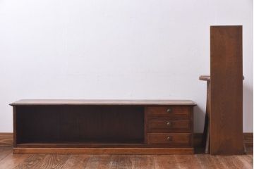 アンティーク家具　和製アンティーク　天板一枚板　栗材使用の味わい深いローボード(ローチェスト、収納棚)