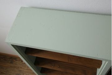 ペイント家具　爽やかなグリーンが印象的なオープンラック(陳列棚、本棚、ブックシェルフ)