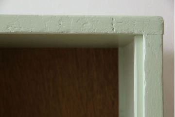 ペイント家具　爽やかなグリーンが印象的なオープンラック(陳列棚、本棚、ブックシェルフ)