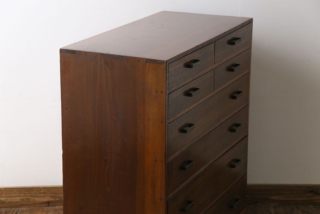 レトロ家具　昭和レトロ　小物の収納に使いやすいシンプルなチェスト(引き出し、サイドチェスト)