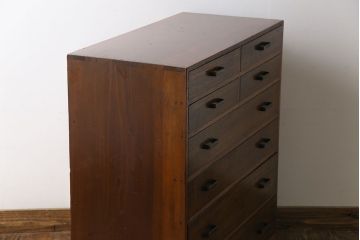 レトロ家具　昭和レトロ　小物の収納に使いやすいシンプルなチェスト(引き出し、サイドチェスト)