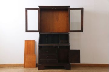 中古　北海道民芸家具　上品な雰囲気漂うライティングビューロー(デスク、在宅ワーク、在宅用収納棚)(定価約50万円)