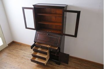 中古　北海道民芸家具　上品な雰囲気漂うライティングビューロー(デスク、在宅ワーク、在宅用収納棚)(定価約50万円)