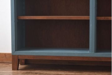 ペイント家具　くすんだ水色がレトロな印象を放つオープンラック(陳列棚、本棚、ブックシェルフ)