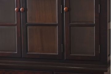 中古　松本民芸家具　レアもの!大きめの取っ手が印象的なF型食器棚(カップボード、飾り棚、収納棚)(定価約100万円)