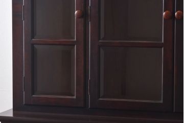 中古　松本民芸家具　レアもの!大きめの取っ手が印象的なF型食器棚(カップボード、飾り棚、収納棚)(定価約100万円)