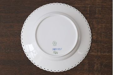 アンティーク雑貨　中古　ROYAL COPENHAGEN(ロイヤルコペンハーゲン)　ブルーフルーテッド　フルレース　23cmプレート2枚セット(ディーププレート、洋食器)(定価約7万6千円)(2)